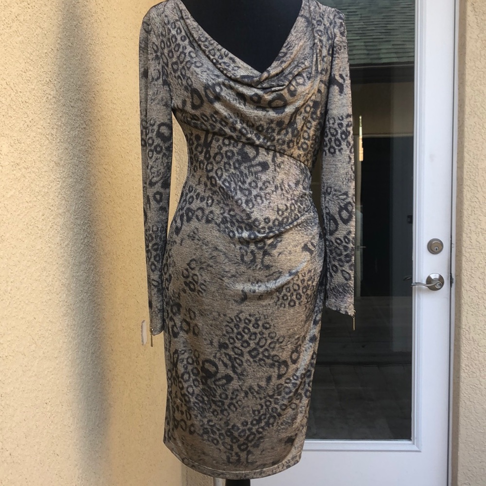 Joseph Ripkoff gold black dress